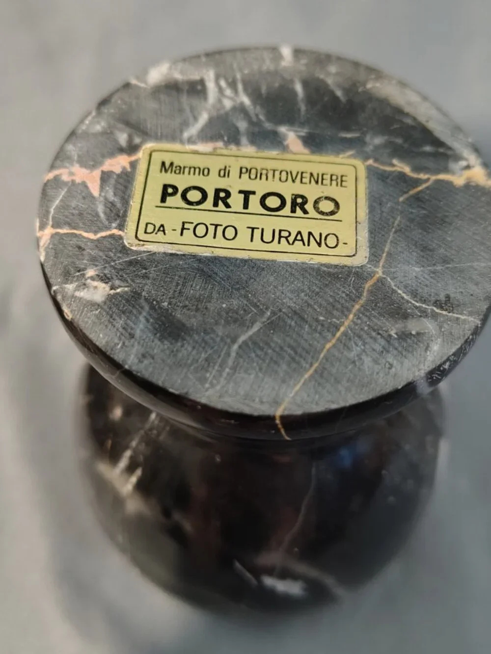 Vintage Italian Portoro Marble Bowl and Goblet Set